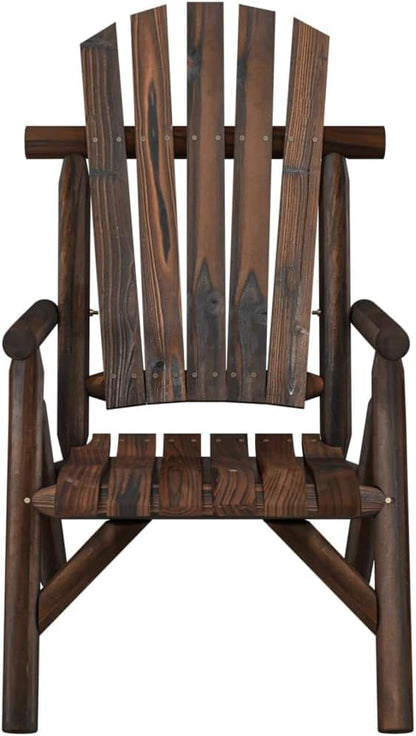 Garden Chair with Burned Wood Look Solid Spruce Wood Standard Durable Ergonomic Design for Outdoor Patio and Balcony Relaxation