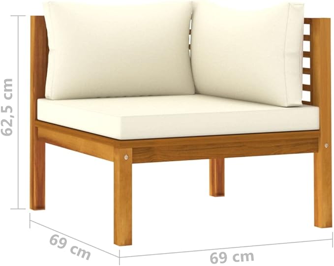 vidaXL Corner Sofa Cream White Solid Acacia Wood, 100% Polyester Sturdy
