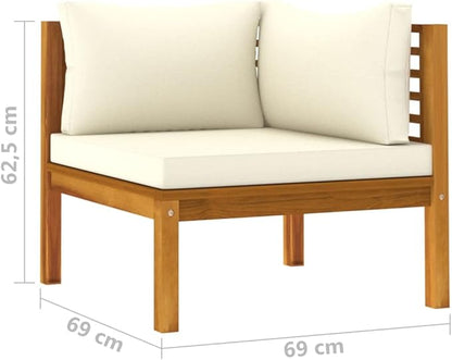 vidaXL Corner Sofa Cream White Solid Acacia Wood, 100% Polyester Sturdy
