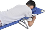 Folding Blue Sun Lounger Outdoor 74.4x22.8x10.6 in Powder-Coated Steel Frame Adjustable Backrest Portable Poolside - Photo 5
