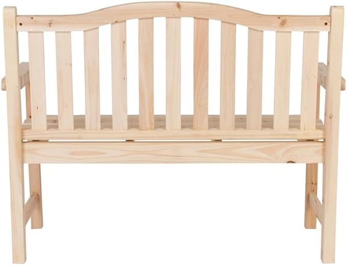 Pemberly Row Traditional Cedar Wood Patio Garden Bench, Beige Finish, 43 in Seat, Moisture-Resistant Kiln-Dried Wood, Perfect for Porch, Patio, Backyard or Indoor Seating