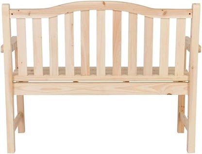 Pemberly Row Traditional Cedar Wood Patio Garden Bench, Beige Finish, 43 in Seat, Moisture-Resistant Kiln-Dried Wood, Perfect for Porch, Patio, Backyard or Indoor Seating