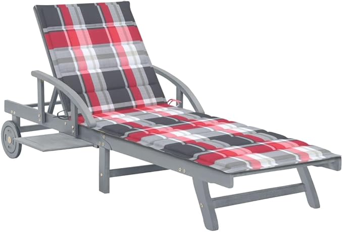 vidaXL Acacia Wood Sun Lounger with Wheels - Photo 1