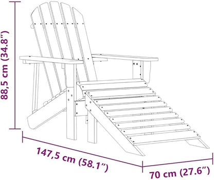 Pink Solid Fir Wood Adirondack Chair with Detachable Ottoman for Garden Patio Balcony Outdoor Relaxation Comfortable Durable Classic Design