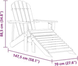 Pink Adirondack Chair with Ottoman Solid Fir Wood Detachable Garden Chair Decor for Outdoor Patio Balcony Relaxation 4 - Photo 2