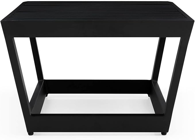Modern Outdoor Patio Nadie Stainless Steel Coffee Table - Black
