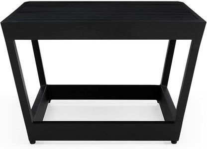 Modern Outdoor Patio Nadie Stainless Steel Coffee Table - Black