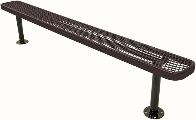 COATEDOUTDOORFURNITURE Coated Outdoor Furniture Heavy-Duty Outdoor Bench Thermoplastic Coated, Expanded Metal, Commercial-Grade Seating, Made in America (Surface Without Back, 8 Ft, Brown)