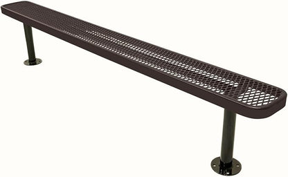 COATEDOUTDOORFURNITURE Coated Outdoor Furniture Heavy-Duty Outdoor Bench Thermoplastic Coated, Expanded Metal, Commercial-Grade Seating, Made in America (Surface Without Back, 8 Ft, Brown)