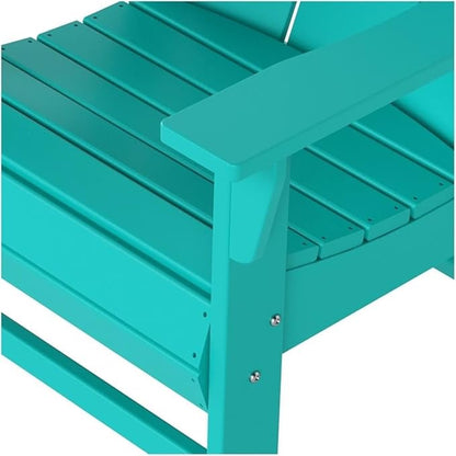 Costaelm Outdoor Adirondack Chair, HDPE Patio Balcony Chairs, Portside Seashell Nautical Curveback Adirondack Chair and Fire Pit Chairs, Turquoise