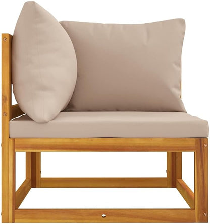 Garden Sofa Set, Taupe Solid Acacia Wood Outdoor Sectional Sofa Units, Modular Seating for Balcony & Backyard