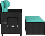 Reclining Patio Bench with Cushions Black Poly Rattan Porch Bench Outdoor Bench Deck Bench Garden Bench for patios - Photo 7
