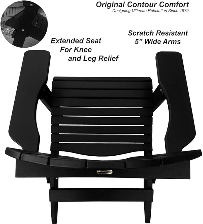 DuraWeather Poly® Classic King Size Folding Adirondack Chair (Black)