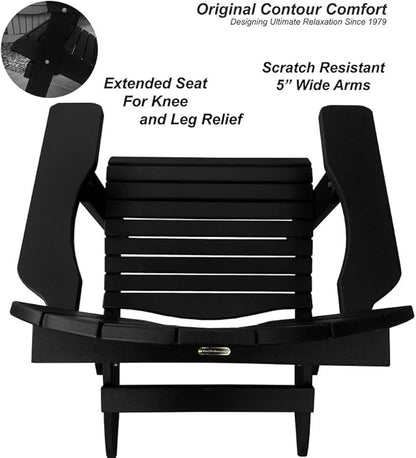 DuraWeather Poly® Classic King Size Folding Adirondack Chair (Black)
