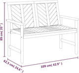 Solid Acacia Wood Garden Bench with Chevron Backrest 42.9 Inch Rustic Outdoor Bench for Patio Garden Terrace Seats 2 - Photo 2