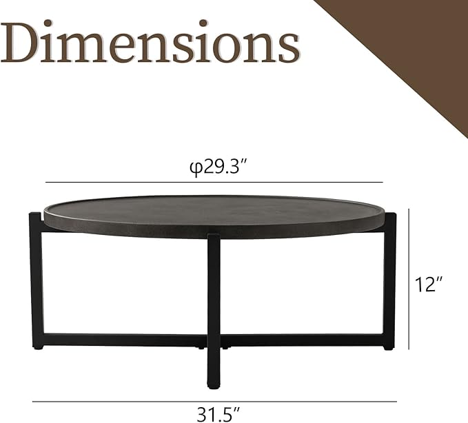 COSIEST Small Round Outdoor Coffee Table Dark Grey - Photo 2