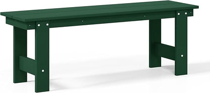 WestinTrends Ashore Outdoor HDPE 48" Modern Backless Patio Bench, Dark Green