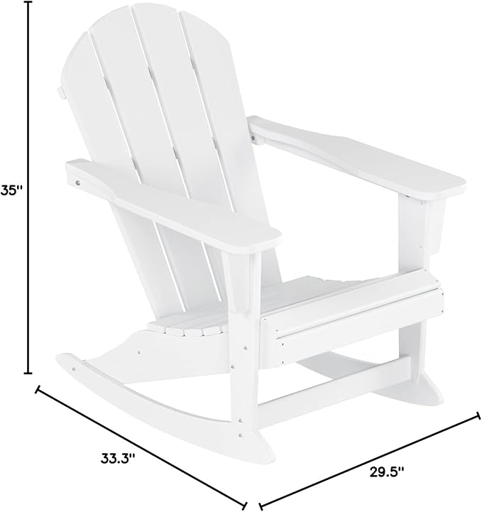 WestinTrends Malibu Outdoor/Patio Poly Adirondack Rocking Chair, White