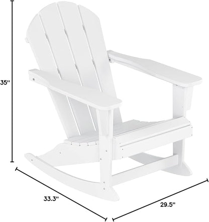 WestinTrends Malibu Outdoor/Patio Poly Adirondack Rocking Chair, White