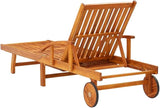 Outdoor Sun Lounger Set with Blue Cushions, Adjustable Acacia Wood Patio Furniture for Balcony Garden - Photo 3