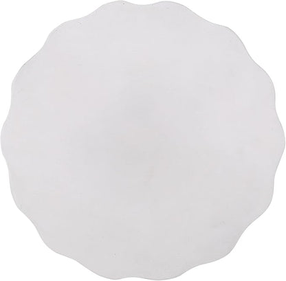 Concrete Side Table Outdoor Faux Stone End Table, Round Outdoor Accent Tables Patio Garden Stool Plant Stand for Porch, Backyard Patio Antique White-Stripe