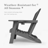 Folding Adirondack Chair with Cup Holders, HDPE Plastic Outdoor Chairs, Weather Resistant, Real Wood Look for Patio - Photo 6