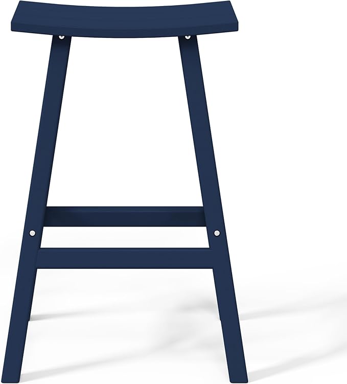 WestinTrends Malibu 29 Inch Outdoor Bar Stools, All Weather Resistant Poly Lumber Adirondack Bar Height Stools, Navy Blue