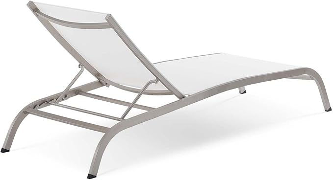 Modway Savannah Modern Aluminum Outdoor Chaise Lounge in White (Set of 2)