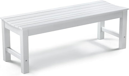 Stoog Outdoor Bench, 2-Person Patio Backless Bench, Outdoor Benches Weatherproof with 800 lbs Weight Capacity, Never Rot or Fade, White