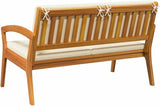 vidaXL Cream White Outdoor Garden Bench with Cushions for Two - Photo 9