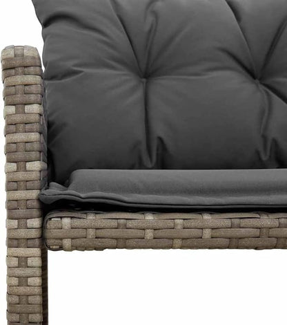 vidaXL L-Shaped Patio Sofa with Cushions and Coffee Table - Gray Poly Rattan, Powder-Coated Steel Frame, Acacia Wood Tabletop, Removable Covers for Garden, Terrace