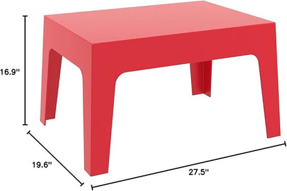 Compamia Box Resin Patio Coffee Table in Red, Commercial Grade
