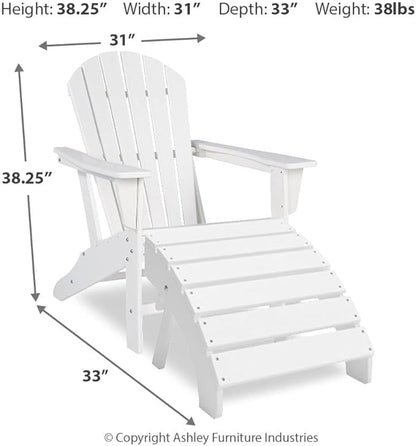 BOWERY HILL Modern Adirondack Chair, Virgin Polyethylene, White Finish, Slatted Shell Back Design, Weather-Resistant Outdoor Seating, 38 in H x 31 in W x 33 in D, Patio or Garden Chair for Relaxation