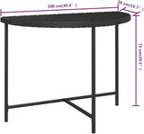 Black Poly Rattan Garden Table with Powder-Coated Steel Frame 39.4x19.7 Inches - Photo 2