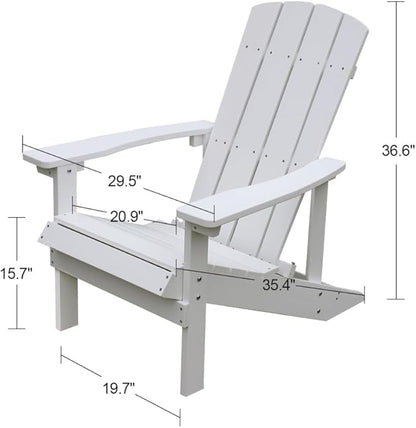 White Outdoor Loungers Set of 2 Adirondack Patio Chair Set for Deck Outside Pool Garden