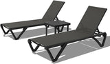 Domi Pool Lounge Chairs Set of 3, Aluminum Chaise Lounge Outdoor with Side Table - Photo 9