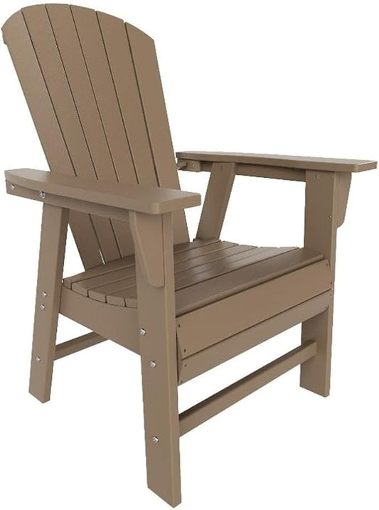 Costaelm Outdoor Adirondack Chair, HDPE Patio Balcony Chairs, Portside Seashell Nautical Curveback Adirondack Chair and Fire Pit Chairs, Weathered Wood