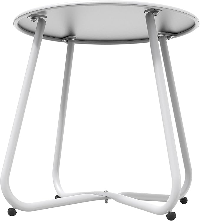 Grand patio Outdoor Side Table 18-inch Round End Table Accent Table for Bistro Balcony Apartment White