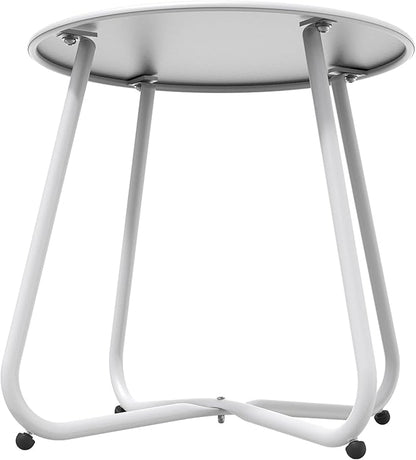 Grand patio Outdoor Side Table 18-inch Round End Table Accent Table for Bistro Balcony Apartment White