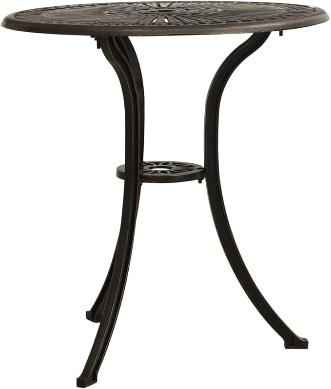 Garden Table Bronze Cast Aluminum, Medium Round Patio Dining Furniture - Photo 3