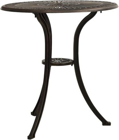 Garden Table Bronze Cast Aluminum, Medium Round Patio Dining Furniture, Weather-Resistant Outdoor Table for Balcony Backyard Patio Dining Table
