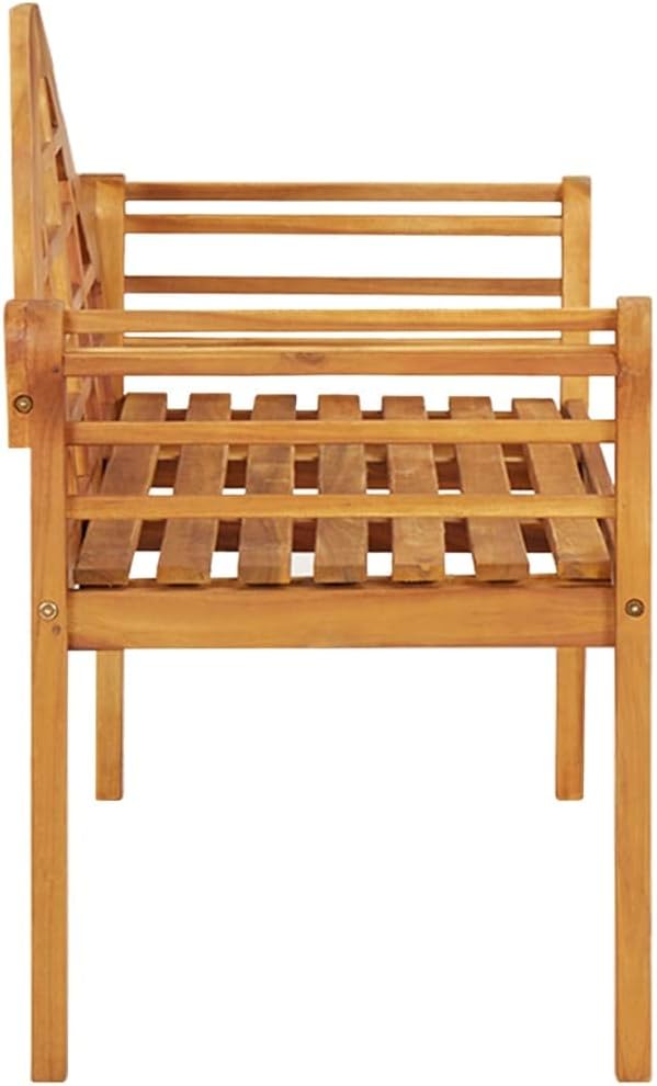 Acacia Wood Garden Bench 49.2"x34.4" Brown Outdoor Seating Ergonomic Two-Three Person Patio Porch Furniture Rustic Oil-Finished for Yard Front Entryway