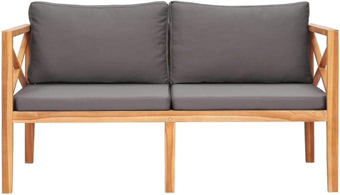 Garden Bench Dark Grey Teak Hardwood Durable Comfortable for Outdoor Garden and Patio Seating