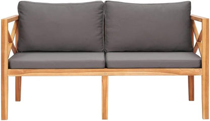 Garden Bench Dark Grey Teak Hardwood Durable Comfortable for Outdoor Garden and Patio Seating