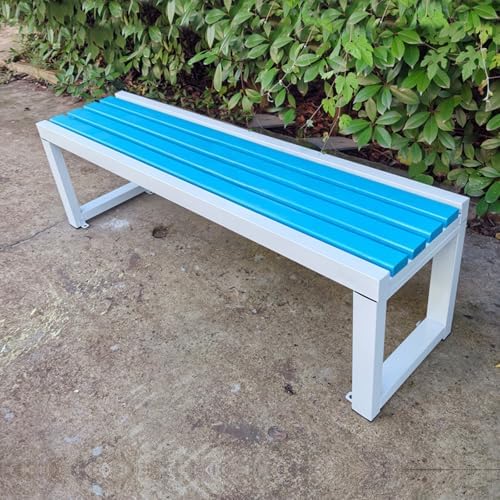 Weatherproof Metal Garden Bench, 500kg Capacity Outdoor Seating, Durable Wood-Plastic Design for Patio, Park, Lawn, School - 150cm/59in Long