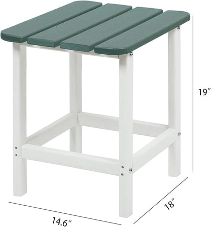 Aoodor 19'' Adirondack Side Table, Rectangular HDPE End Table, Weather Resistant and Easy Maintenance, Green