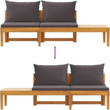 Outdoor Garden Bench with Integrated Table, 2-Person Acacia Wood Seating, Patio Loveseat with Plush Cushions, Dark Grey - Photo 8