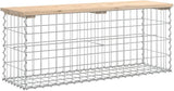 Garden Bench Natural Wood, Silver Solid Pine Wood - Photo 2