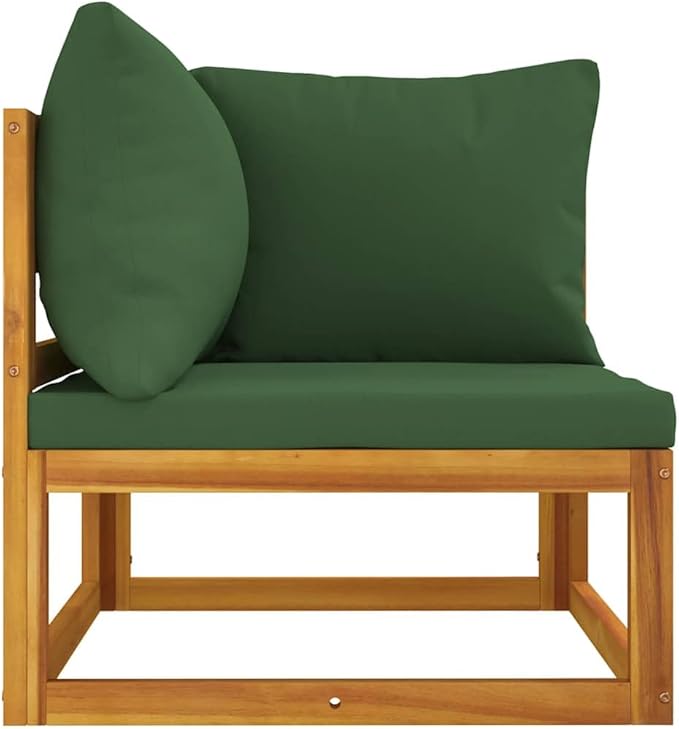 Green Acacia Wood Outdoor Modular Corner Sofa Unit for Patio, Balcony, and Garden Seating Areas