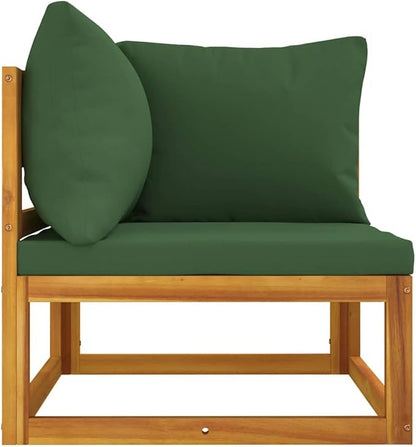 Green Acacia Wood Outdoor Modular Corner Sofa Unit for Patio, Balcony, and Garden Seating Areas